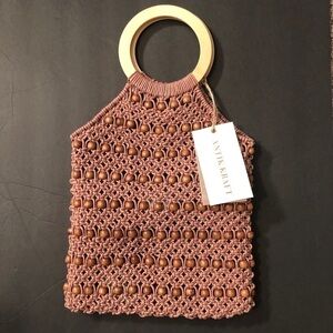 ANTIK KRAFT Beaded Hobo Crossbody Brown Purse NWT